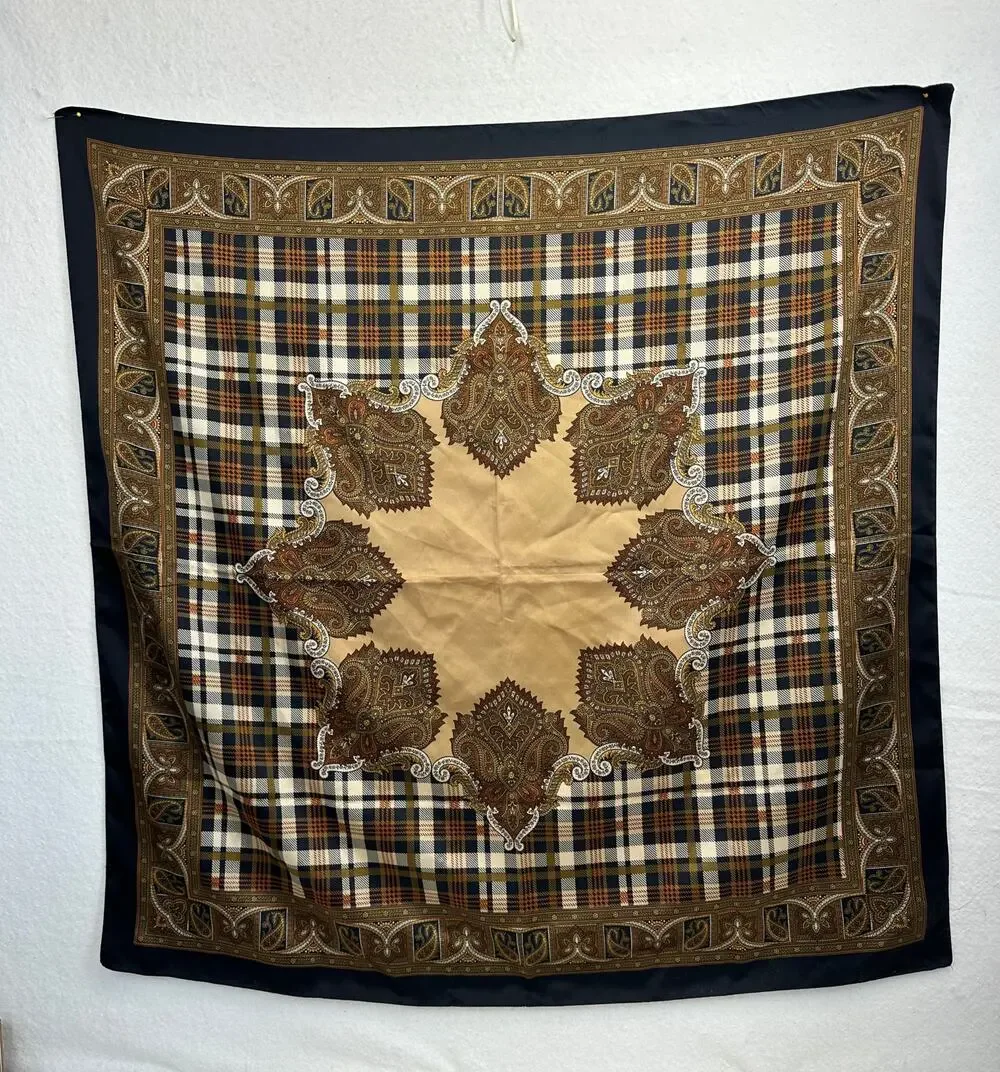 Fall Plaid and Star Paisley Pattern Large Square 100% Polyester Scarf 34 X 34